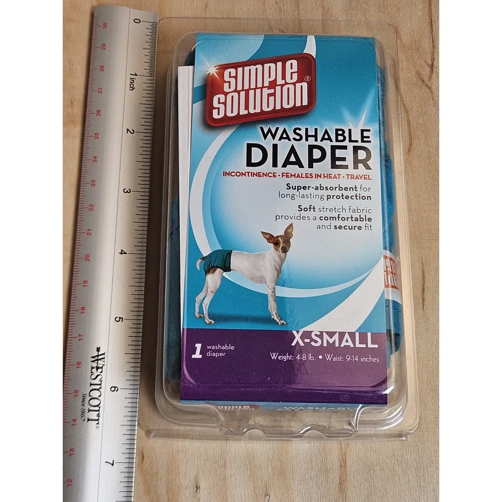 Simple Solution Washable Dog Diaper X-Small XS 4-8 lb Reusable Teal New Sealed